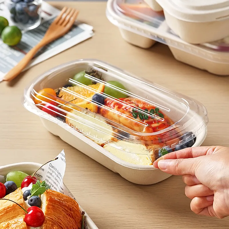 Биоразлагаемая коробка для легких пищевых продуктов из сахарного тростника на 1000 мл
