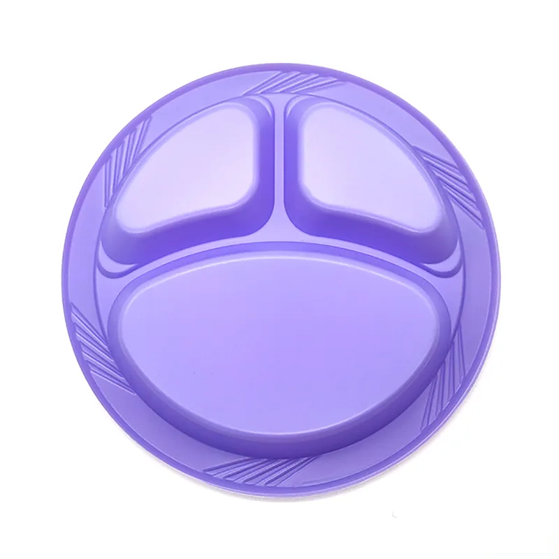 10-дюймовая одноразовая круглая пластиковая тарелка с 3 отделениями