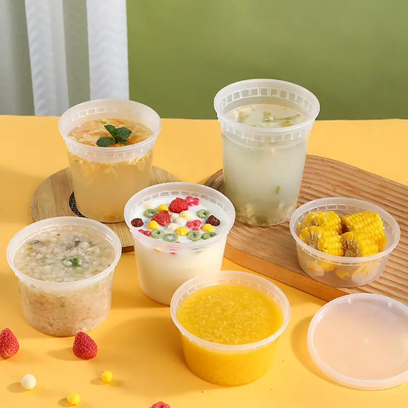 Прозрачный круглый пластиковый контейнер для пищевых продуктов на 12 унций